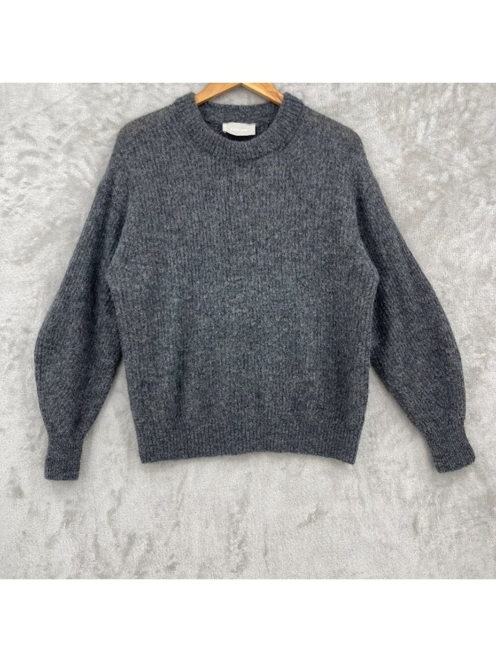 Everlane Alpaca Wool Blend Ribbed Pullover Sweater Charcoal Gray